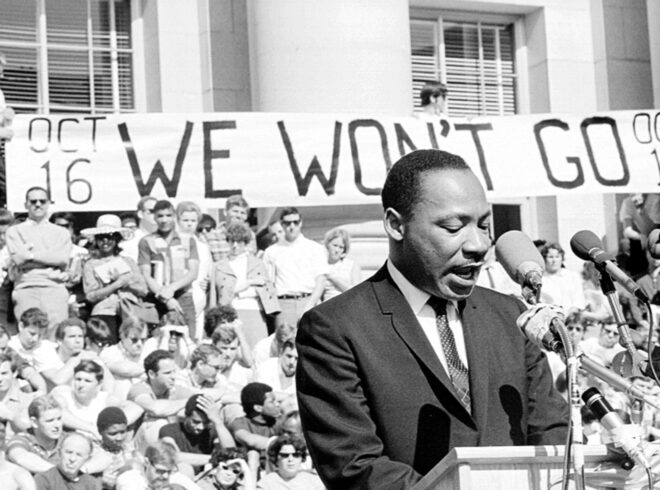 1_martin-luther-king-jr-delivers-a-speech-to-a-crowd-of-approximately-7000-people-on-may-17-1967-at-uc-berkeleys-sproul-plaza-in-berkeley-california-photo-by-michael-ochs-archivesgetty-images VIDEO PODCAST: Bob Dylan’s Songs of Social Protest (Part 4)